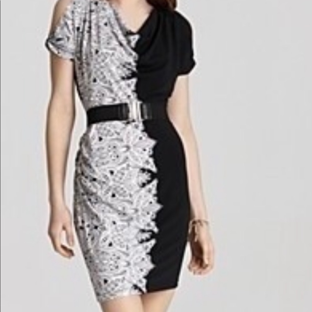 BCBGMaxAzria Black/white and gray Helanlie dress